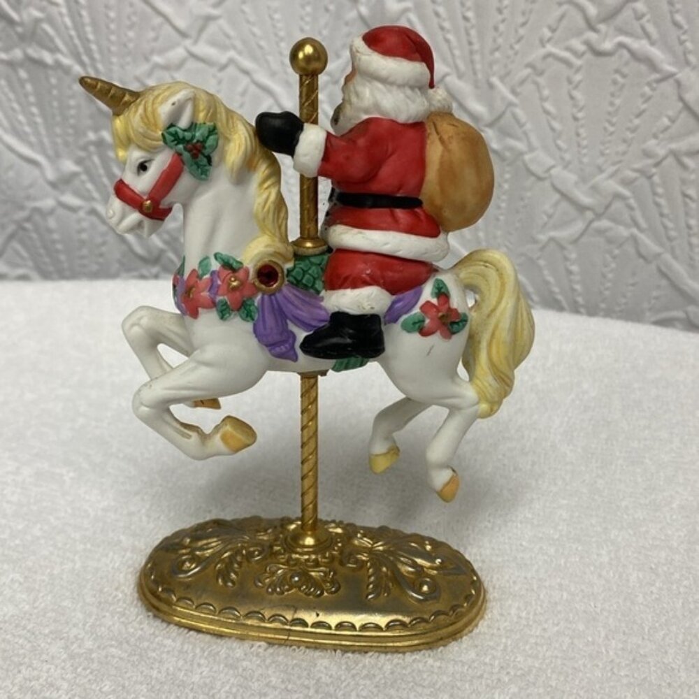 Vintage Scarborough Fair Santa Clause on a unicorn carousel with jewel accents - Picture 7 of 10